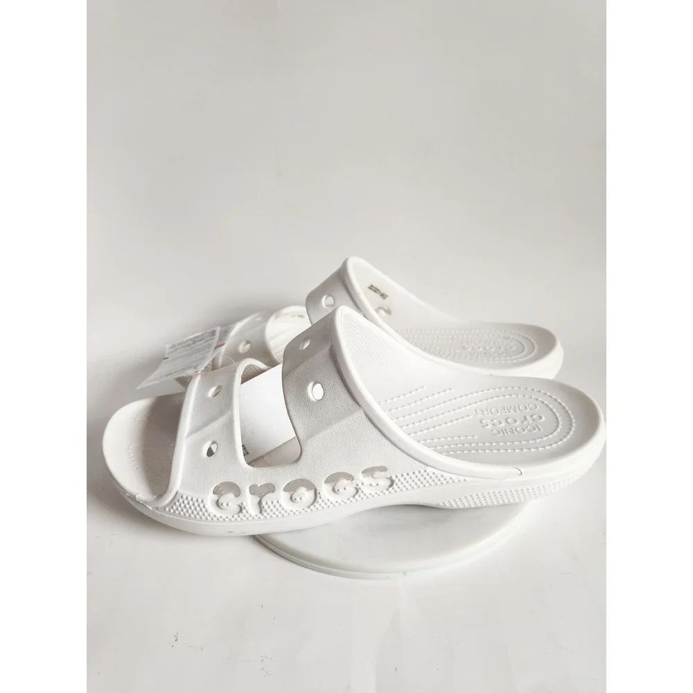 New Crocs Baya Sandals Slides M 12 W14 White Double Strap Lightweight Comfort